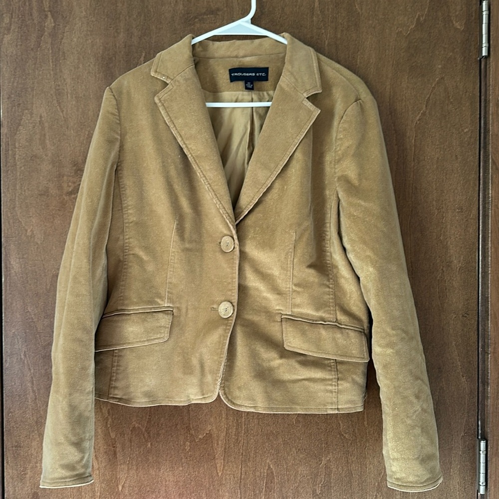 Trousers Etc. Beige Two-Button Blazer with Gold Shimmer